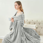 BEDELITE Fleece Blanket Soft Plush Twin Size Blanket Light Grey 60"x80" | Ultra - Image 5