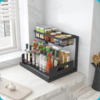 REALINN Under Sink Organizer, L-Shaped 2 Tier Pull Out Cabinet Organizer - Image 7