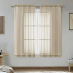Taupe Sheer Curtains 54 Inches Long 2 Panels by OVZME