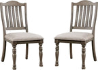 Transitional Style 2pcs Side Chairs Antique Gray Solid Wood Gray Fabric Dining - Image 5