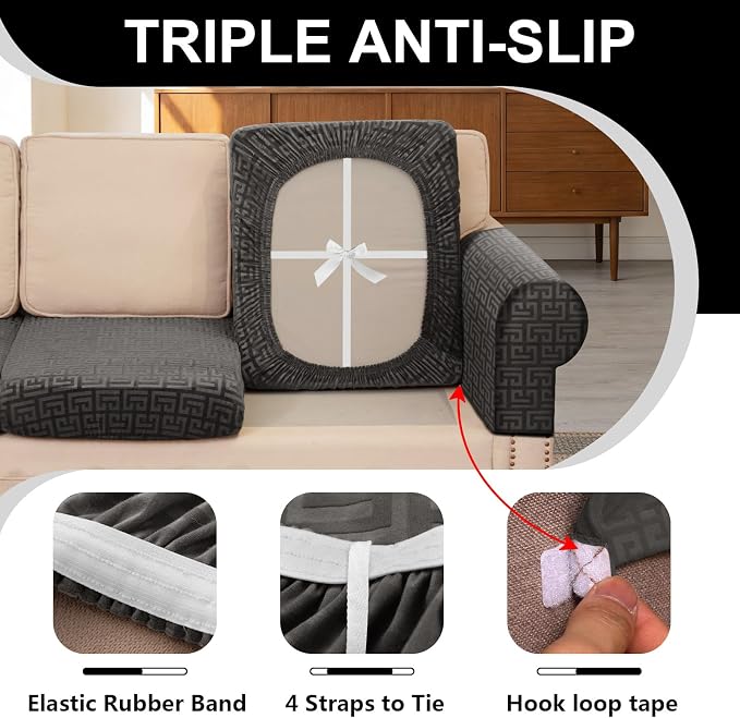 UNBBRRL 10 Pieces Stretch Sofa Cushion Covers - Image 3