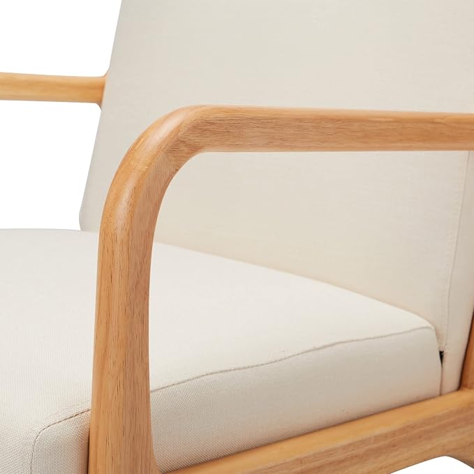 JOMEED Oak Wood Frame Mid Century Modern Accent Leisure Chair - Image 4