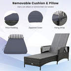 COSTWAY PE Rattan Chaise Lounge Chair, 6 Gear Adjustable Recliner - Image 6