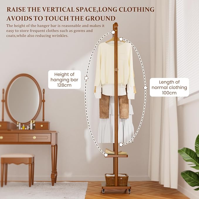 Solid Wood Coat Rack Freestanding Clothing Rack - Image 8