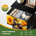 Dresser for Bedroom Calico Cat Surrounded by Bright Sunflowers Daisies Garden - Image 5