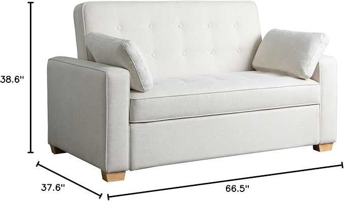 Serta Ainsley 66.5" Convertible Sleeper Loveseat, Full Size, Dreamcoil Comfort - Image 2