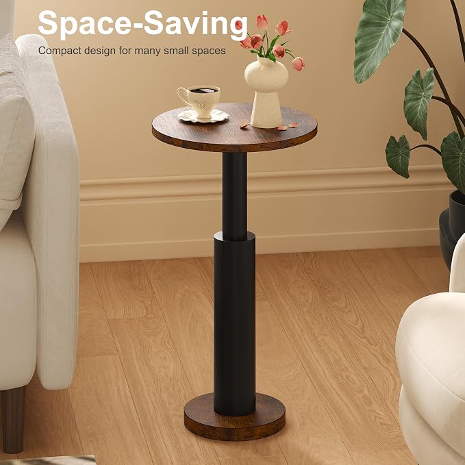 LAATOOREE Small Round Side Table, Accent Drink Coffee Table, Pedestal End Table - Image 2