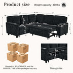 L-Shaped Sectional Couch with Storage and Pull Out Bed, Convertible Sofa Bed - Image 2