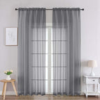 Chyhomenyc Charcoal Grey Sheer Curtains 90 Inches Long 2 Panels, Light by Chyhomenyc