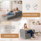BSHOMGI 2-in-1 Floor Foldable Sofa Couch Convertible Sleeper Chaise Lounge - Image 7