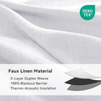 100% Blackout Linen Textured Curtains 80 Inch Long, Bright White | 100% - Image 4
