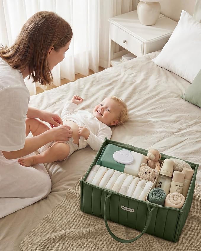 Blissful Diary Baby Diaper Caddy Organizer, Stylish Storage Basket - Image 6