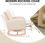 NIOIIKIT Modern Nursery Rocking Chair, Teddy Upholstered Rocking Chair - Image 5