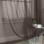 Chocolate Brown Sheer Curtains 84 Inches Long 2 Panels, Light Filtering Sheer - Image 2