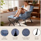 Welnow Lazy Chair with Ottoman, Modern Accent Chair with Armrests and a Side - Image 4