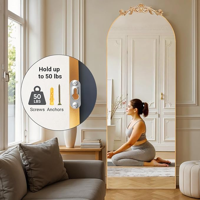 MISSDAY Vintage Baroque Full Length Mirror, Full Metal Frame Stand Up Retro - Image 7