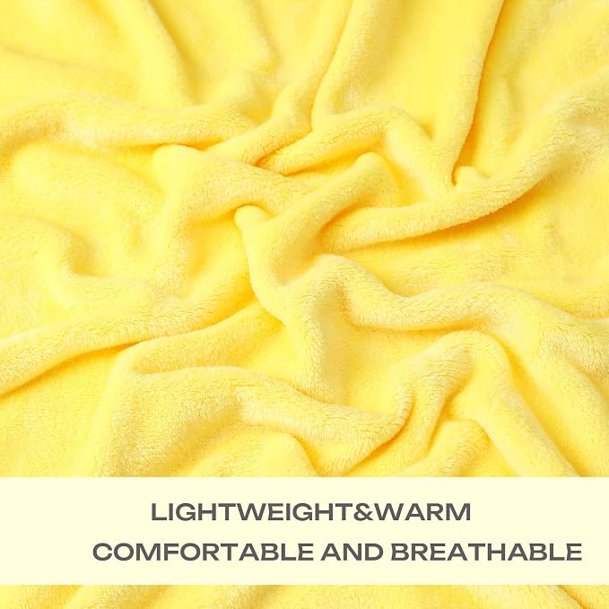 Yellow Fleece Plush Throw Blanket 60"x80"for Couch Sofa Fuzzy Cozy Flannel | - Image 5