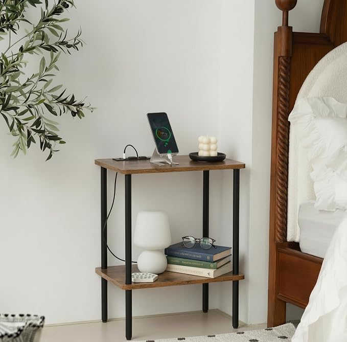 FORAOFUR End Table with Charge Station, Small End Tables Living Room, - Image 4