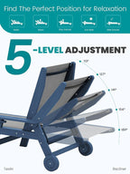 SERWALL Textilene Patio Chaise Lounge Chair, 5 Positions Adjustable Outdoor - Image 3