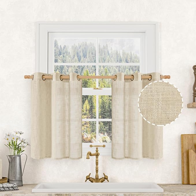 Short Linen Curtains 36 Inch Length by LAMIT