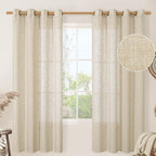 Linen Curtains 72 inches Long for Living Room, Soft Thick Linen Semi Sheer by LAMIT
