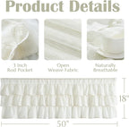 jinchan Ruffled Valance Curtain Slubbed Crossed Hatch Kitchen Valance - Image 7