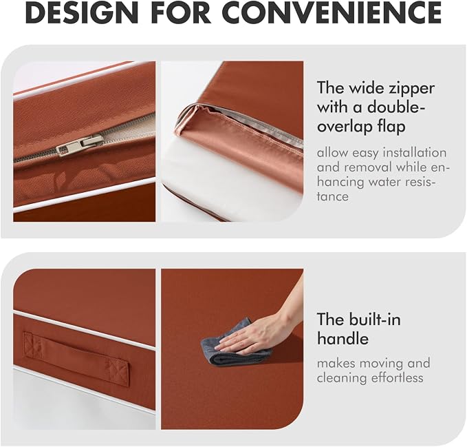 MIULEE Burnt Orange Outdoor Seat Cushion 24x24 Inch Waterproof & 3 Year Fade - Image 7