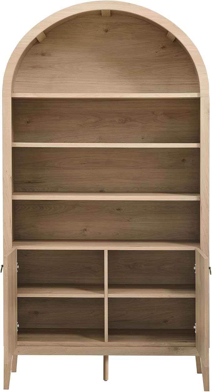 Modway Nolan Tall Arched Storage Display Cabinet in Light Oak - Image 9