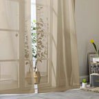 Taupe Sheer Curtain for Bedroom Living Room 72 Inches Long 2 Panels Set - Image 9