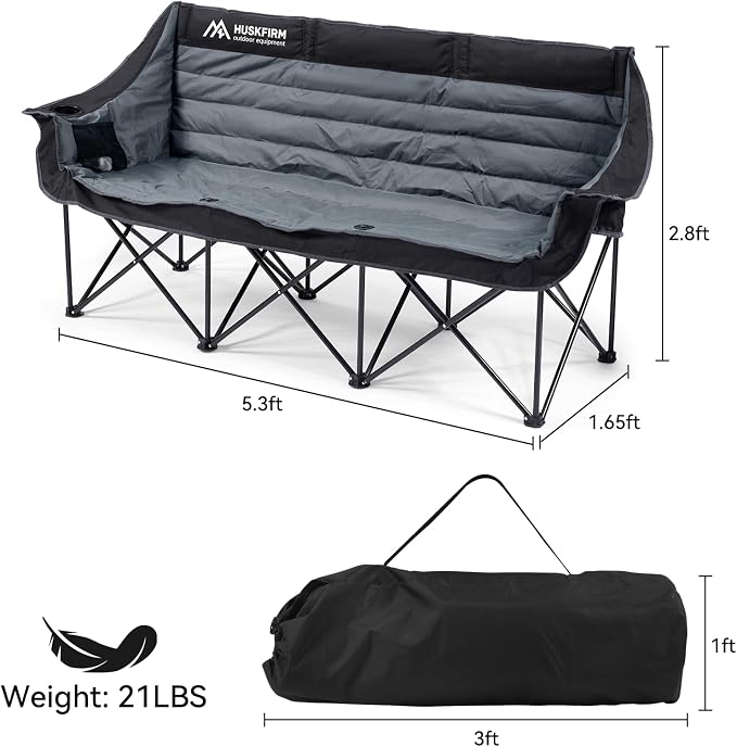 Huskfirm 3 Person Camping Chairs Folding Double Camping Chair Portable - Image 3