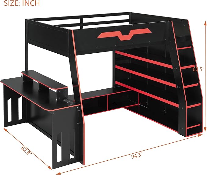 Full Size Wood Esports Loft Bed - Image 2