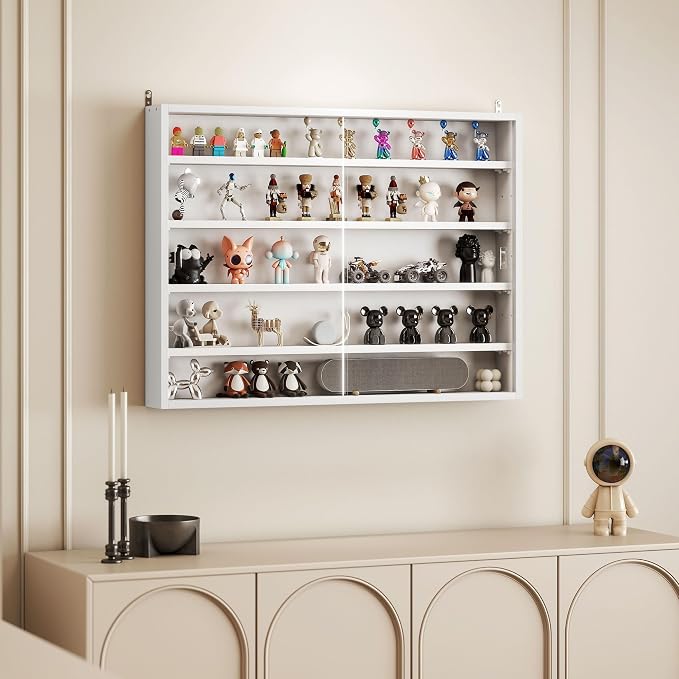 HOMCOM 5-Tier Display Cabinet, Glass Door Cabinet - Image 8