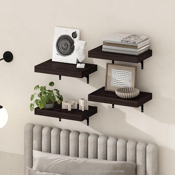 Furinno Tanna Floating Shelves for Wall Set of 4, 15-Inch Wall Shelf, Triple - Image 2