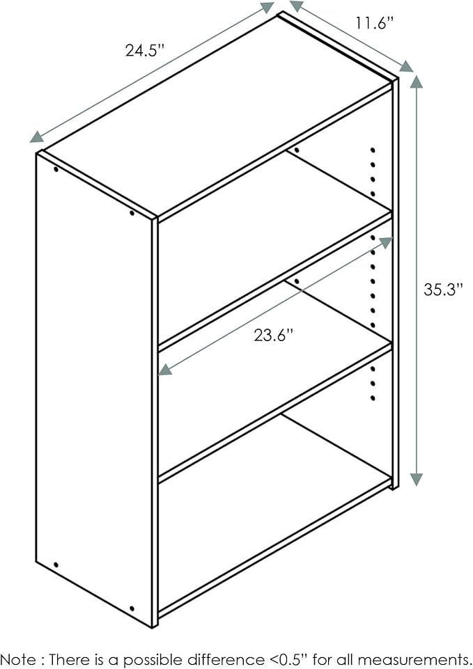 Furinno WRIGHT Book Shelf, 3-Tier Modern Bookshelf, Bookcase - Image 3