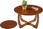 Round Solid Wood Coffee & End Table Set, 3-Piece Solid Wood Living Room Table - Image 4