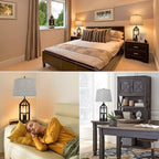 BesLowe 2-Light Farmhouse Rustic Touch Table Lamps Grey, 3-Way Dimmable Bedside - Image 6