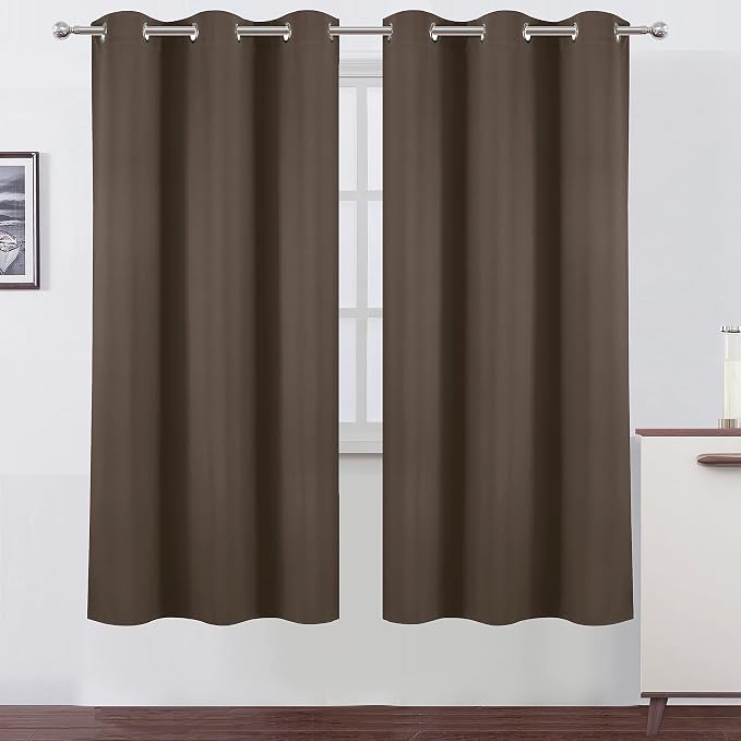 Chocolate Brown Thermal Blackout Curtains/42 x 72 Inch/Set of 2 Panels Room by Lemomo
