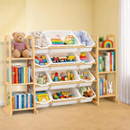 Toy Storage Organizer with Bookshelf – Wooden Toy Organizer with 12 Toy Bins & by KidsToyStorageOrganizer