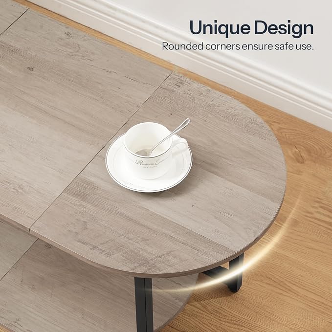 HOOBRO Coffee Table for Living Room, Oval Small Coffee Table - Image 7