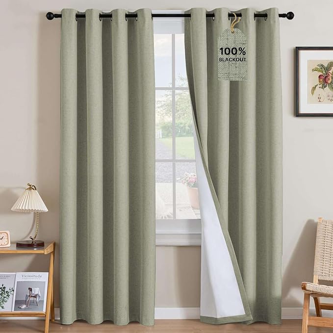 H.VERSAILTEX Linen Curtains 100% Blackout Curtains by HVERSAILTEX