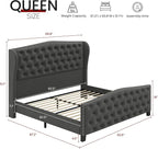 BRELTAM Upholstered Queen Size Bed Frame Velvet Tufted Platform Bed Frame - Image 2