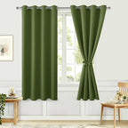 Blackout Curtains for Bedroom, Olive Green, 52 x 63 Inch 2 Panels | Thermal by Hiasan