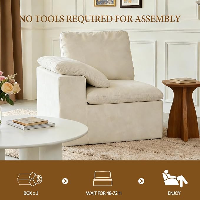 ANONER Modular Sectional Sofa, L-Shaped Modern Cloud Couch Chair, Comfy - Image 3