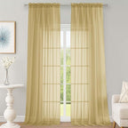 Sheer Gold Curtains 108 Inches Long by OWENIE