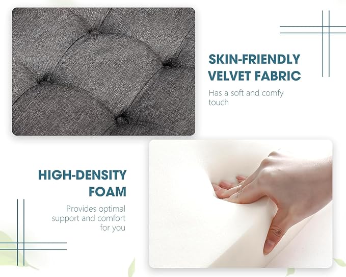 36" Large Square Ottoman with Storage, Tufted Upholstered Storage Ottoman with - Image 5