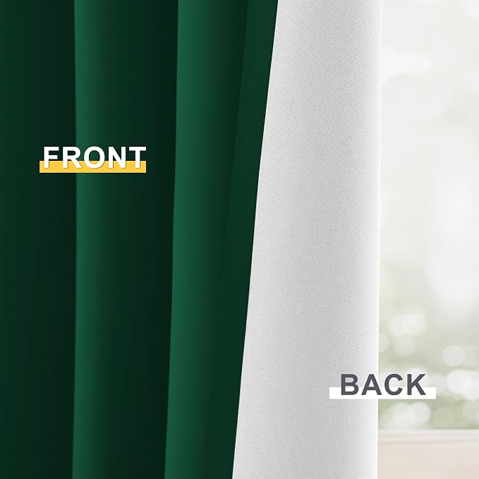 Yakamok Dark Green 100% Blackout Curtains 63 Inches Long 50" Wide 2 Panels | - Image 6