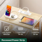 Huuger Nightstand with Charging Station, Side Table with Fabric Drawers - Image 4