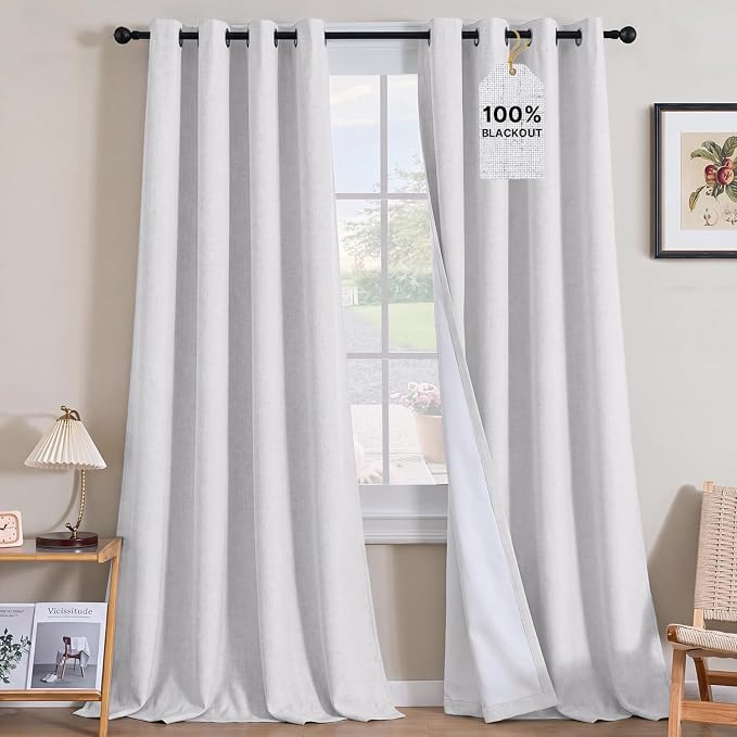 H.VERSAILTEX Linen Curtains 100% Blackout Curtains by HVERSAILTEX