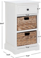 BOWERY HILL Transitional Wood Side Table, Distressed Cream Finish, Compact - Image 5