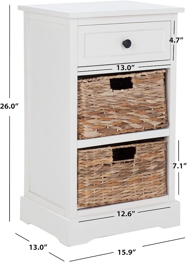 BOWERY HILL Transitional Wood Side Table, Distressed Cream Finish, Compact - Image 5